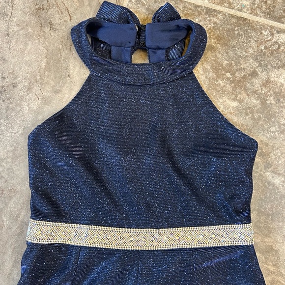 Stunning Navy Sparkly Jumpsuit Girls Size 8 - Picture 3 of 7